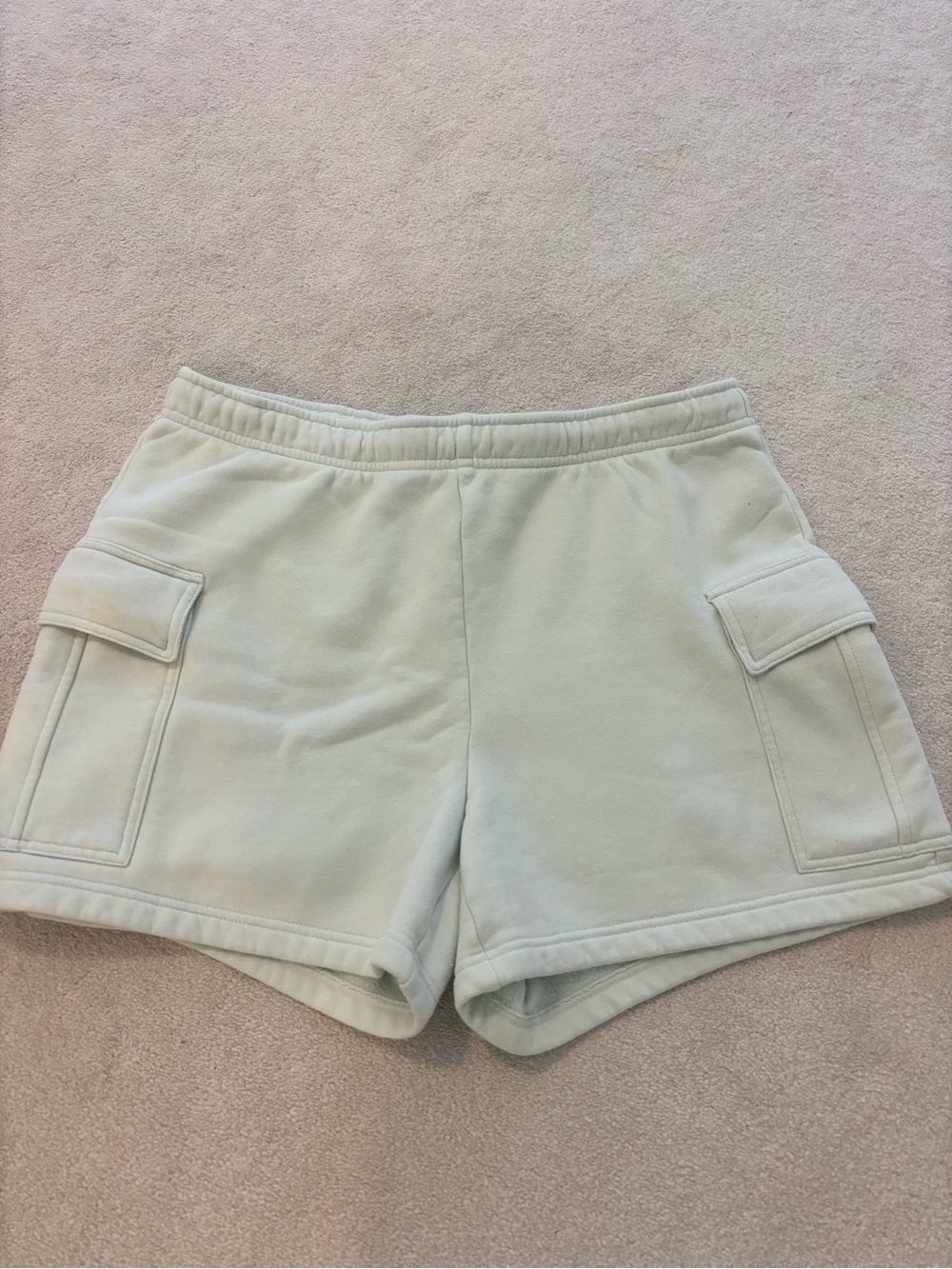 light green Aritzia sweat shorts